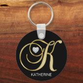 Elegant Personal Gold Monogrammed Letter K Sleutelhanger (Voorkant)