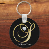 Elegant Personal Gold Monogrammed Letter S Sleutelhanger (Voorkant)