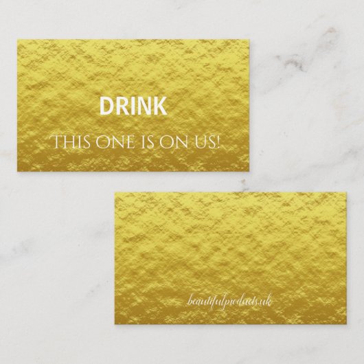 Elegant Personal Gold Wedding Drink Ticket (Voorkant / Achterkant)
