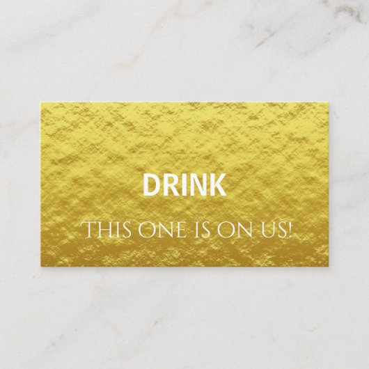 Elegant Personal Gold Wedding Drink Ticket (Voorkant)