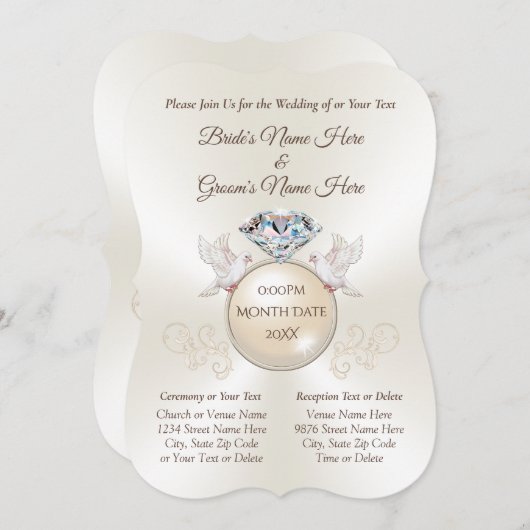 Elegant Personal Love Bird Wedding Invitations Kaart (Voorkant / Achterkant)