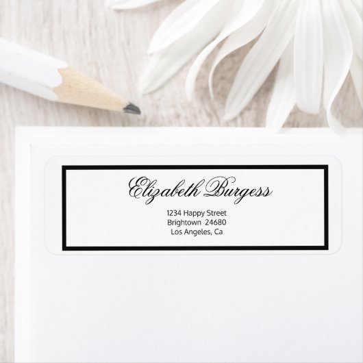 Elegant Personal Monogram Black en White Etiket (Insitu)