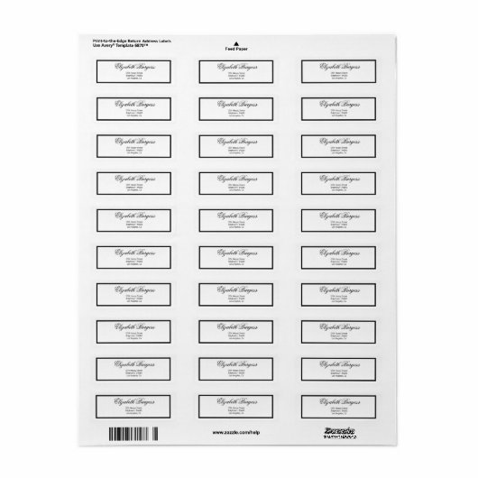 Elegant Personal Monogram Black en White Etiket (Full Sheet)