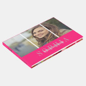 Elegant Personal Photo Bat Mitzvah Pink Silver Gastenboek (Hoek)