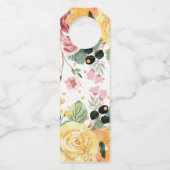 Elegant Personal Waterverf Floral Wedding Flessenhanger (Achterkant)