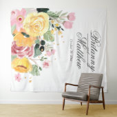 Elegant Personal Waterverf Floral Wedding Wandkleed (In Situ (horizontaal))