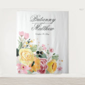 Elegant Personal Waterverf Floral Wedding Wandkleed (Voorkant)