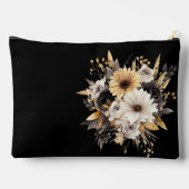 Elegant Personaliseer Zwart & Gouden Bloemen Etui (Achterkant)