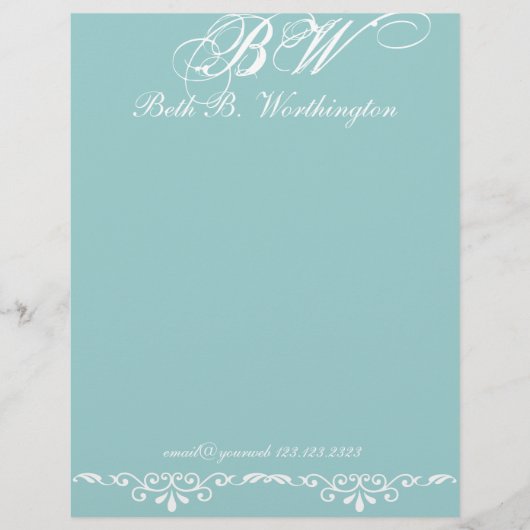 Elegant Personalization Custom Preppy Monogram Gepersonaliseerd Briefhoofd (Voorkant)