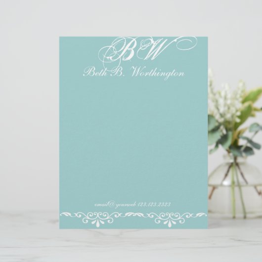 Elegant Personalization Custom Preppy Monogram Gepersonaliseerd Briefhoofd (Staand voorkant)