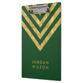 Elegant Personalize Name Green Faux Gold Chevron Klembord (Links)