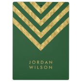 Elegant Personalize Name Green Faux Gold Chevron Klembord (Achterkant)
