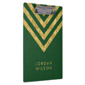 Elegant Personalize Name Green Faux Gold Chevron Klembord (Rechts)
