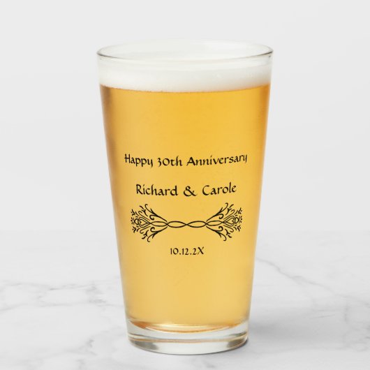 Elegant Personalized 30th Wedding Anniversary Gift Glas (Voorkant gevuld)
