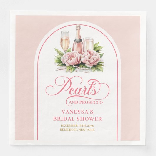 Elegant Personalized Blush and Gold Bridal Napkins Servet (Voorkant)