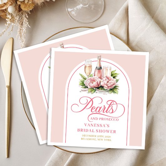 Elegant Personalized Blush and Gold Bridal Napkins Servet