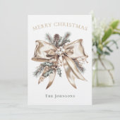Elegant Personalized Christmas Bow Card Kaart (Staand voorkant)
