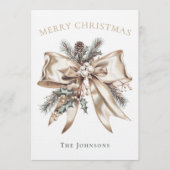 Elegant Personalized Christmas Bow Card Kaart (Voorkant)
