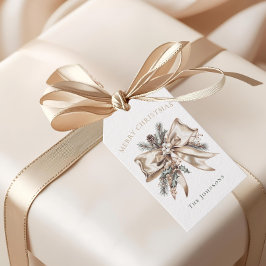 Elegant Personalized Christmas Bow Gift Tag Cadeaulabel
