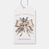 Elegant Personalized Christmas Bow Gift Tag Cadeaulabel (Voorkant)