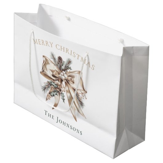Elegant Personalized Christmas Gift Bag Groot Cadeauzakje (Voorkant Gekanteld)