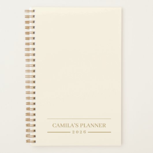 Elegant Personalized Design | Minimalist Ivory  Planner (Voorkant)