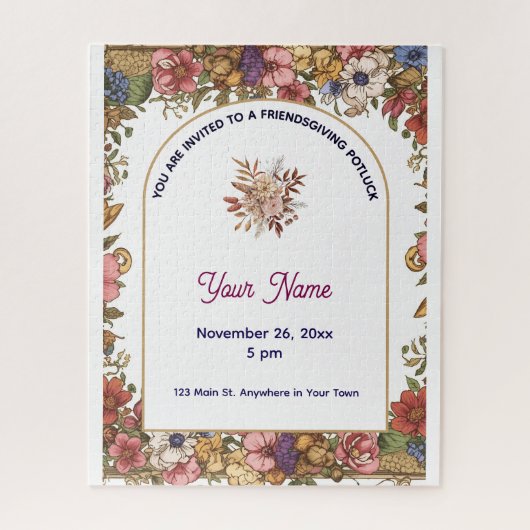 Elegant Personalized Floral Friendsgiving Legpuzzel (Verticaal)