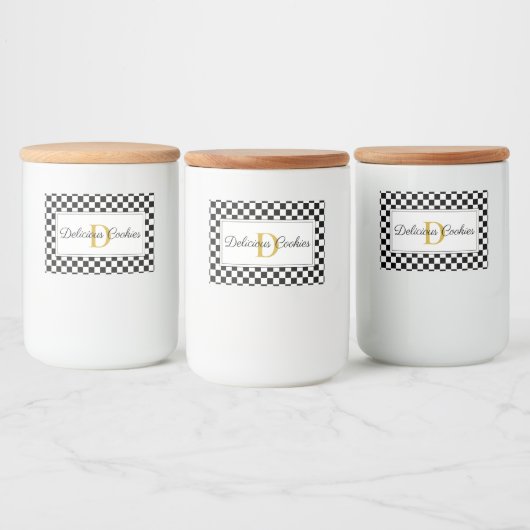 Elegant Personalized Food Label with Monogram Desi Voedselcontainer Etiket (Flessen)