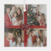 Elegant Personalized Four Photo Collage Gift Trend Glas Ornament (Voorkant)