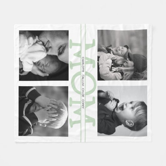 Elegant Personalized Ma Photo Collage Fleece Deken (Voorkant (Horizontaal))