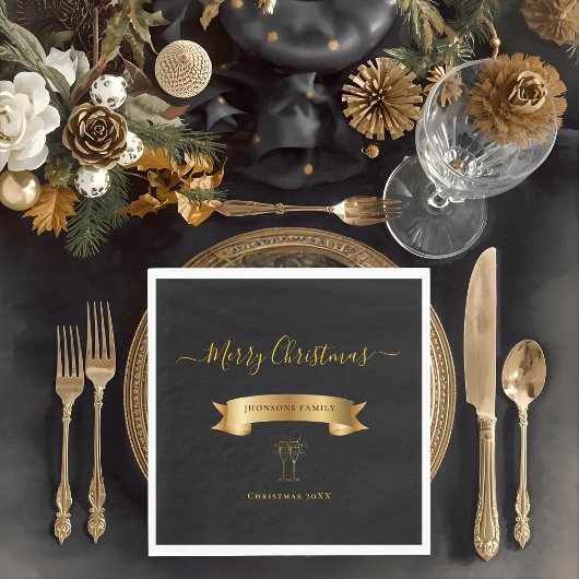 Elegant Personalized Merry Christmas Napkins Servet