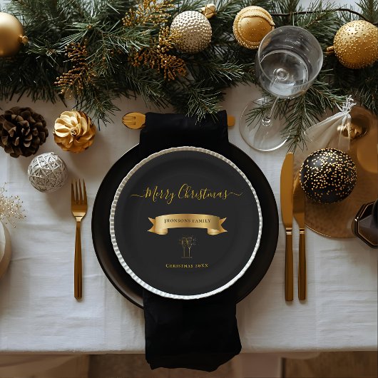 Elegant Personalized Merry Christmas Paper Plates Papieren Bordje