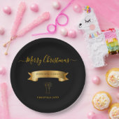 Elegant Personalized Merry Christmas Paper Plates Papieren Bordje (Feest)