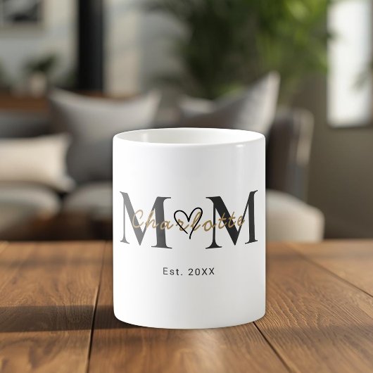 Elegant Personalized Mom Name Est Year Mug Koffiemok