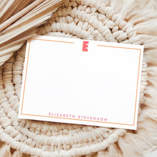 Elegant Personalized Monogram 3D Letter E Initial  Notitiekaartje