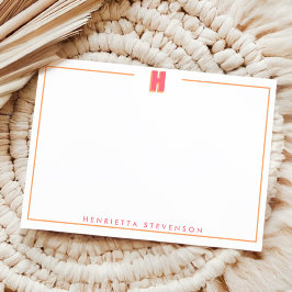 Elegant Personalized Monogram 3D Letter H Initial  Notitiekaartje