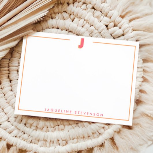 Elegant Personalized Monogram 3D Letter J Initial Notitiekaartje