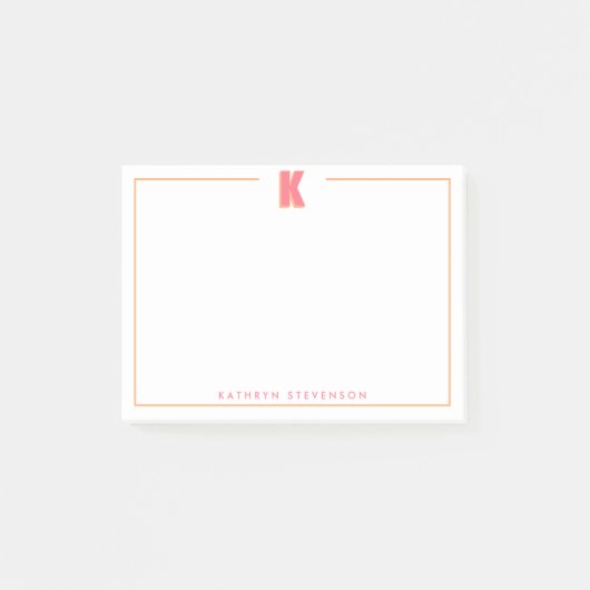 Elegant Personalized Monogram 3D Letter K Initial  Post-it® Notes (Voorkant)