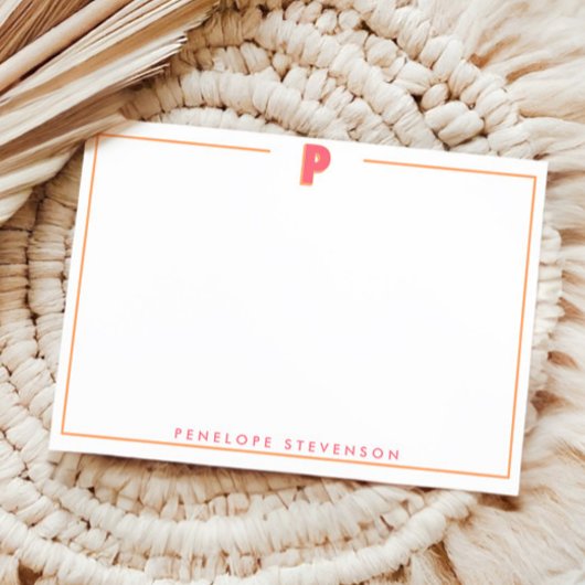 Elegant Personalized Monogram 3D Letter P Initial  Notitiekaartje