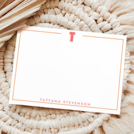 Elegant Personalized Monogram 3D Letter T Initial  Notitiekaartje