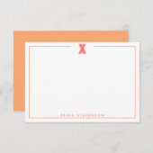 Elegant Personalized Monogram 3D Letter X Initial Notitiekaartje (Voorkant / Achterkant)