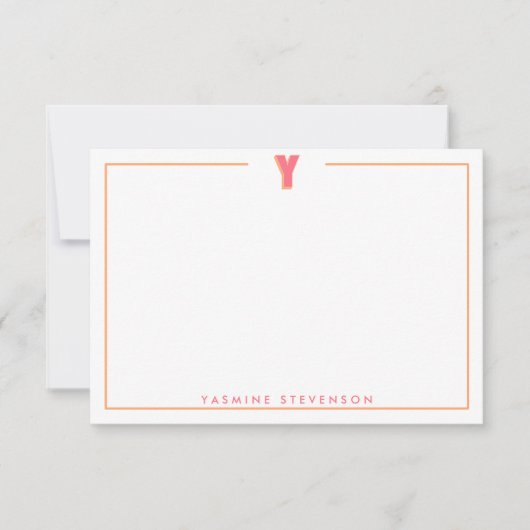 Elegant Personalized Monogram 3D Letter Y Initial  Notitiekaartje (Voorkant)