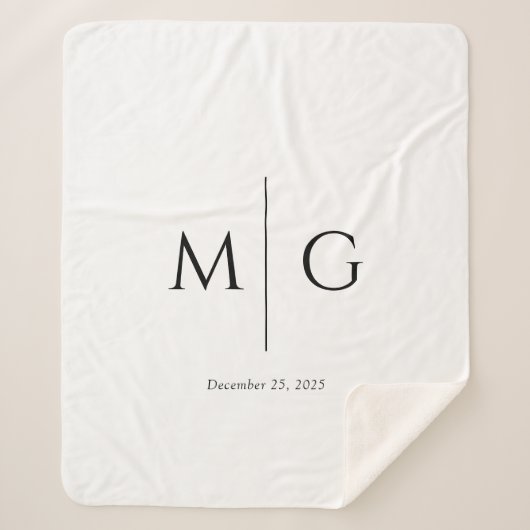 Elegant Personalized Monogram Date Sherpa Blanket Deken (Voorkant)