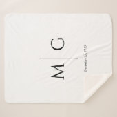 Elegant Personalized Monogram Date Sherpa Blanket Deken (Voorkant (horizontaal))