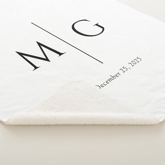 Elegant Personalized Monogram Date Sherpa Blanket Sherpa Deken (3/4)