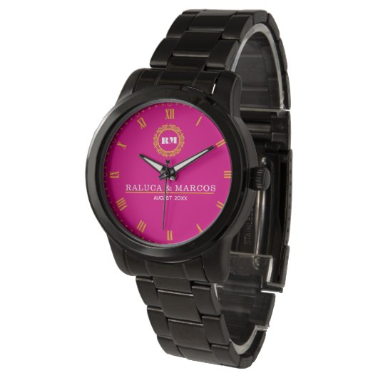 Elegant Personalized Monogram Perfect Gift Horloge (Gekanteld)