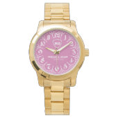 Elegant Personalized Monogram Perfect Gift pink Horloge (Voorkant)