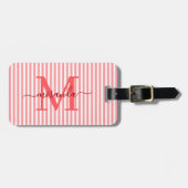 Elegant Personalized Monogram Red Stripe Bagagelabel (Voorkant horizontaal)