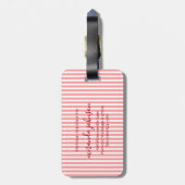 Elegant Personalized Monogram Red Stripe Bagagelabel (Achterkant verticaal)