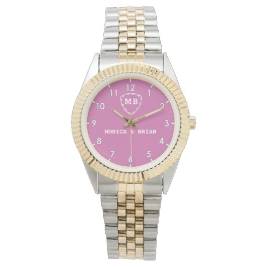 Elegant Personalized Monogram – Romantic Couple’s Horloge (Voorkant)